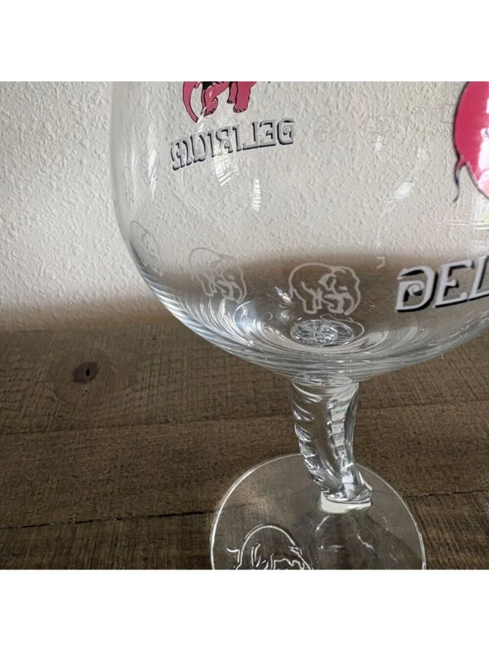 Delirium Stemmed Chalice Beer Glass Pink Elephant Set of 2 Glasses‎ Belgium